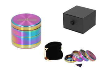 Super Heroes Grinder 4tlg. Edelstahl rainbow, Ø 5cm, H. 4,5cm