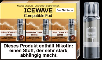 3x ICEWAVE Pod Dubai Chocolate Coffee 20mg/ml ca. 700 Züge/Pod