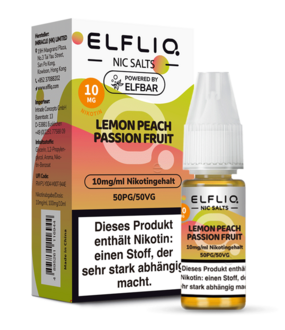 ELFBAR Elfliq SALT Liquid 10mg Lemon Peach Passion Fruit 10ml