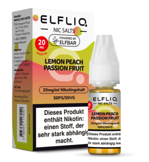 ELFBAR Elfliq SALT Liquid 20mg Lemon Peach Passion Fruit 10ml
