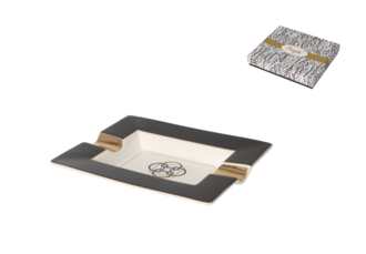 Angelo Zigarrenascher Keramik schwarz/goldfarben, 2 Ablagen, 20,5x17,5x3,5cm 