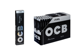 OCB Premium Slim + Tips, schwarz, 32 Blatt