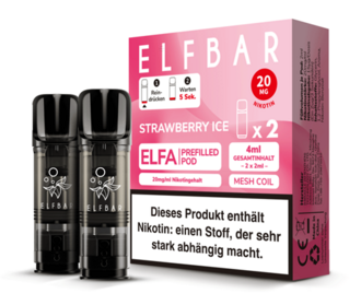 2x ELFBAR ELFA CP Prefilled Pod Strawberry Ice 20mg/ml ca. 600 Züge/Pod