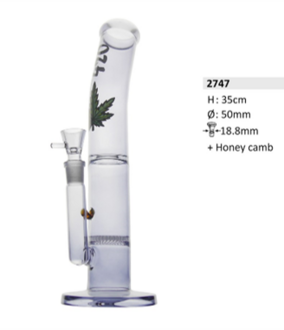 Super Heroes Glasbong Hanf mit Honeycomb, H.37,5cm, Ø4,5cm, 18er Schliff