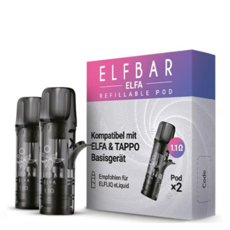 2x ELFBAR ELFA Refillable Pod 1,1 ohm für alle ELFA-Basisgeräte (keine Turbofunktion möglich)
