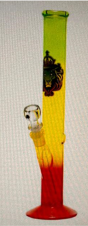 Super Heroes Glasbong Zylinder Jamaika/Hanf schwarz, H.35,5cm, Ø3,7cm, Glaschillum 18er Schliff