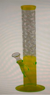 Super Heroes Glasbong Zylinder schwarz/transp/sandgestrahlt, H.35cm,Ø4,7cm, Glaschillum 18er Schliff