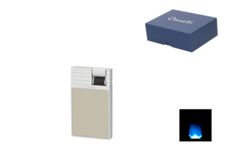 Caseti Feuerzeug Flat Flame, chrom/grau-beige