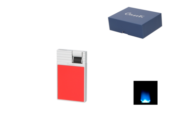 Caseti Feuerzeug Flat Flame, chrom/rot