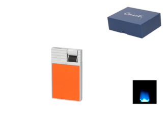 Caseti Feuerzeug Flat Flame, chrom/orange