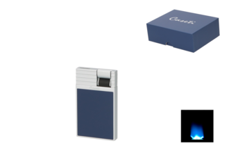 Caseti Feuerzeug Flat Flame, chrom/blau