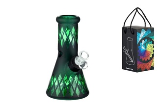 Super Heroes Ice glassbong conical, black/green, Ø4cm H.20cm, Chillum 18er cut