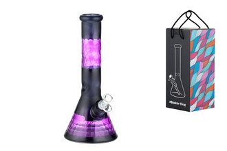 Super Heroes Ice glassbong conical, black/purple, Ø4cm H.32cm, Chillum 18er cut
