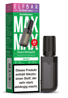 ELFBAR MAX Refill Container Menthol 10ml, Nikotingehalt 20mg/ml