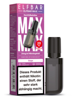 ELFBAR MAX Refill Container Grape 10ml, Nikotingehalt 20mg/ml