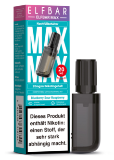 ELFBAR MAX Refill Container Blueberry Sour Raspberry 10ml, Nikotingehalt 20mg/ml