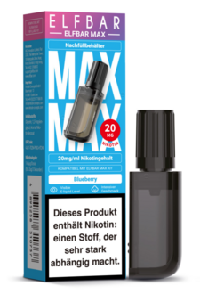 ELFBAR MAX Refill Container Blueberry 10ml, Nikotingehalt 20mg/ml
