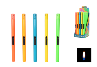 Angel Stabfeuerzeug, 5 Neon Farben, nachfüllbar, Länge 21cm
