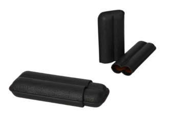 Angelo Cigar Case black 2pcs, Imitation, 16cm