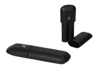 Angelo Cigar Case black 2pcs, Imitation, 18cm, 20mm