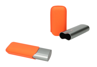 Angelo Cigar Case 2pcs Ring 60, Matt grey/orange