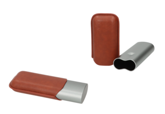 Angelo Cigar Case 2pcs, Matt grey, 16-19 cm, Ring 60