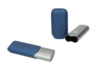 Angelo Cigar Case 2pcs, Matt grey/blue, 16-19cm, Rimg 60