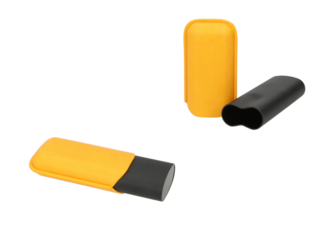 Angelo Cigar Case 2pcs, Matt black/yellow, 16-19cm, Ring 60