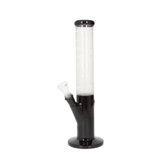 Super Heroes glass bong cylinder black/transp., H.35cm, Ø4,7cm, glass chillum 18 cut