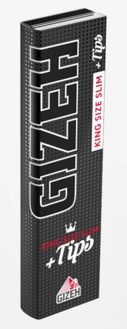 GIZEH schwarz King Size Slim mit Tips, extra fine, 34 Blatt 