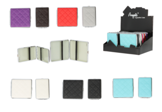 Angelo Zigaretten Etui 6x20er, 6x12er, Lederimitat farbig sortiert, Gummi