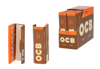 OCB Slim Virgin + Tips Brown, 32 Sheets