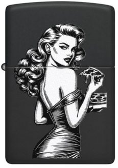Zippo 60007590 218 Pinup with Pizza Design Black Matte