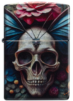 Zippo 60007540 48459 Floral Skull Design 540 Trumbled Chrome