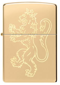 Zippo 60007543 254B Medieval Lion Design High Polish Brass