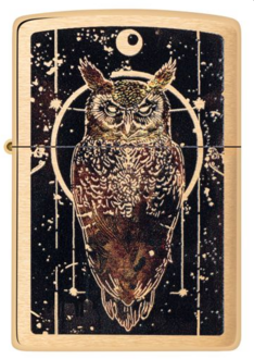 Zippo 60007503 204B Owl Design Brushed Brass