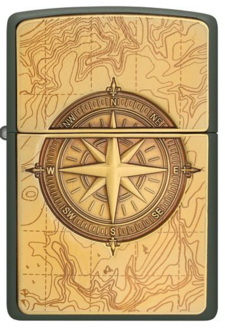 Zippo 2008093 221 Topographic Compass Green Matte