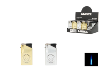 Angel Lighter 1xJet gold+silver with hemp leaf