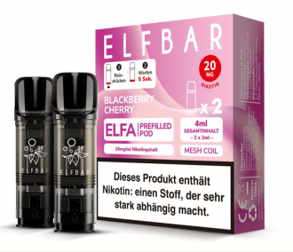 2x ELFBAR ELFA CP Prefilled Pod Blackberry Cherry 20mg/ml ca. 600 Züge/Pod