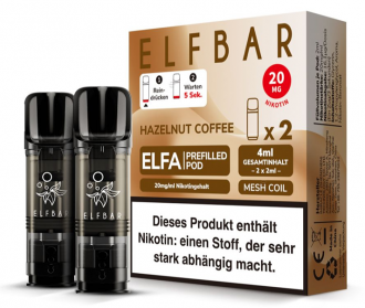 2x ELFBAR ELFA CP Prefilled Pod Hazelnut Coffee 20mg/ml ca. 600 Züge/Pod