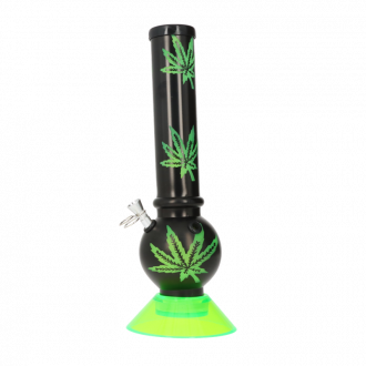 Dreamliner acrylic bong ball hemp green, H.34cm, Ø4,2cm, metal chillum