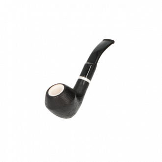 Angelo Pipe Meerschaum insert, black rusticated, Metall Ring, curved