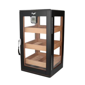 Angelo humidor cabinett black, 30,1x27,5x52,9 cm, Polymer humidifier, hygrometer,3 drawers, lockable