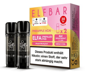 2x ELFBAR ELFA CP Prefilled Pod Pineapple Acai 20mg/ml ca. 600 Züge/Pod