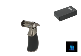 Eurojet Feuerzeug Torch II 4xJet Schwarz Gummiert