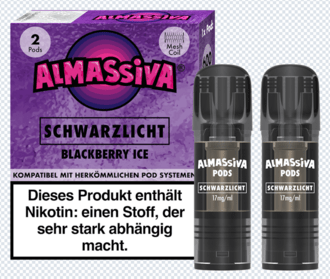 2x ALMASSIVA Schwarzlicht Pod Blackberry Ice 17mg/ml ca. 600 Züge/Pod 