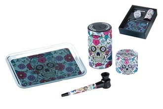 Super Heroes Set: Metallgrinder+Pipe+Storage+Tray Skull/Blumen