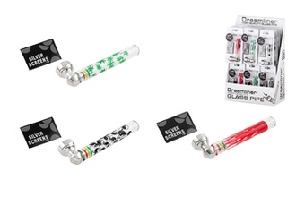 Dreamliner glass pipe 9cm+screens, various decors
