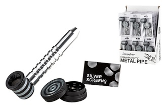 Dreamliner Set: Grinder 2tlg. + Pfeife Metall 9cm + Siebe