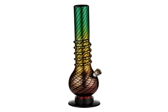 Dreamliner Acrylbong, leicht gebogen, Kugel, Farbverlauf, H.26cm, Ø4cm, Metallchillum
